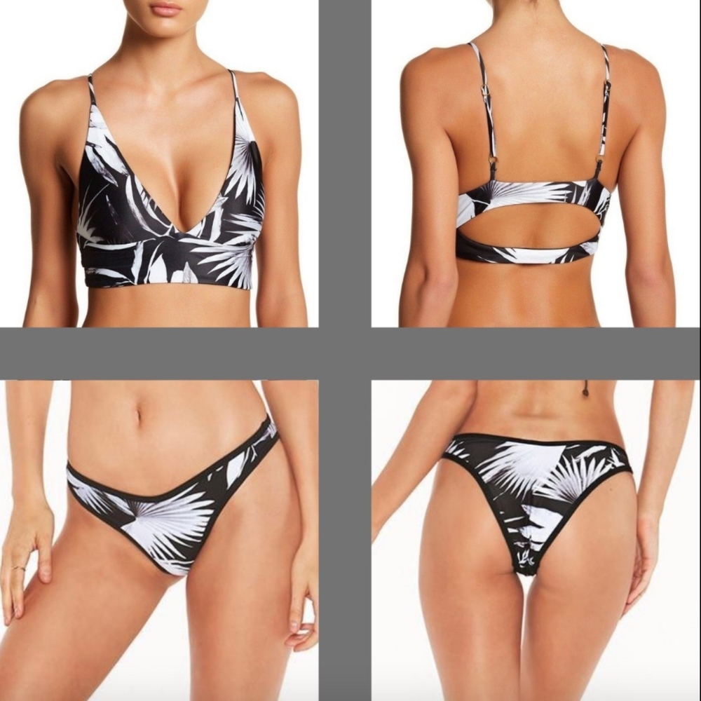 NEW L‎ Space Olivia Palm Bikini Top + Bottoms Large